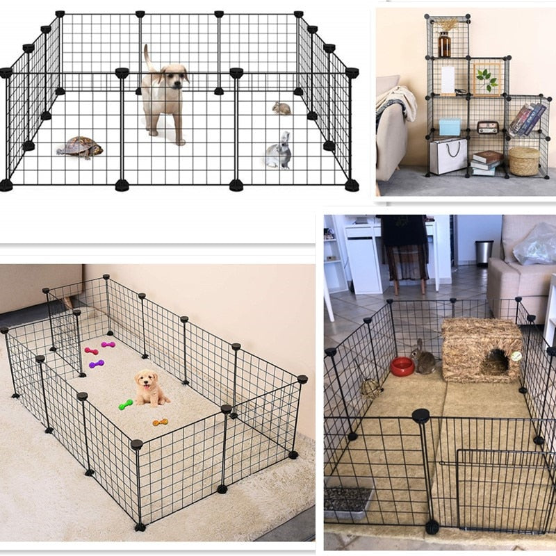 可折叠宠物游戏围栏铁栅栏幼犬狗窝房子运动训练幼犬小猫太空狗用品兔子荷兰猪笼子