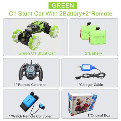4WD RC特技汽车手表控制手势感应可变形电动RC漂移车变形金刚儿童玩具带LED灯