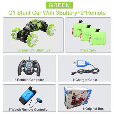 4WD RC特技汽车手表控制手势感应可变形电动RC漂移车变形金刚儿童玩具带LED灯