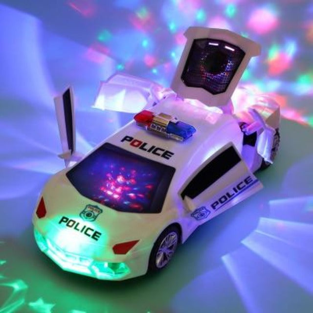 电动跳舞变形旋转万向警车玩具车男孩玩具儿童小孩女孩车圣诞节生日礼物