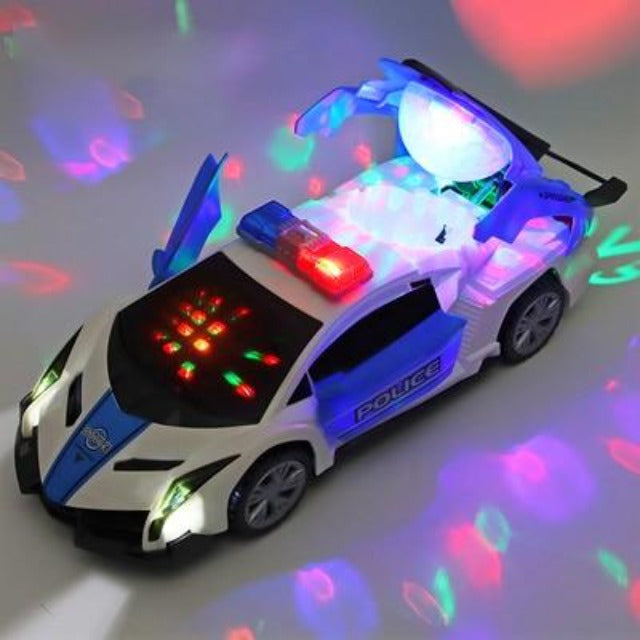电动跳舞变形旋转万向警车玩具车男孩玩具儿童小孩女孩车圣诞节生日礼物