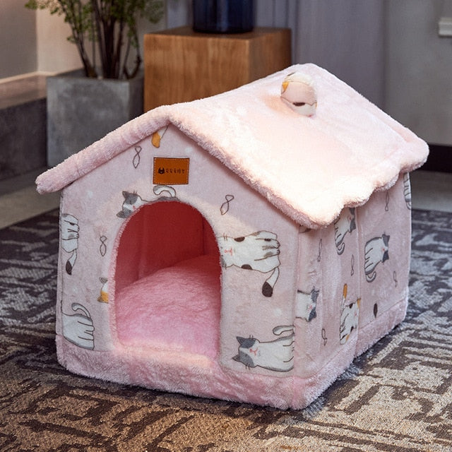 小型犬用可折叠狗屋狗窝床垫猫用冬季保暖吉娃娃猫窝宠物用品篮子小狗洞穴沙发