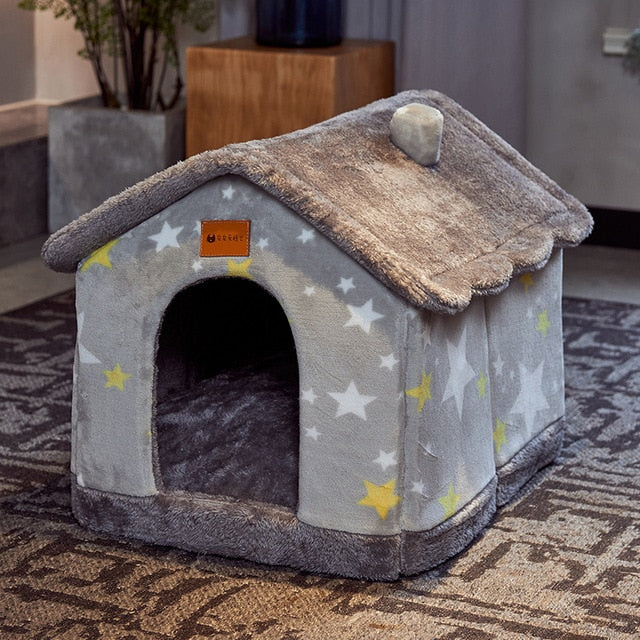 小型犬用可折叠狗屋狗窝床垫猫用冬季保暖吉娃娃猫窝宠物用品篮子小狗洞穴沙发