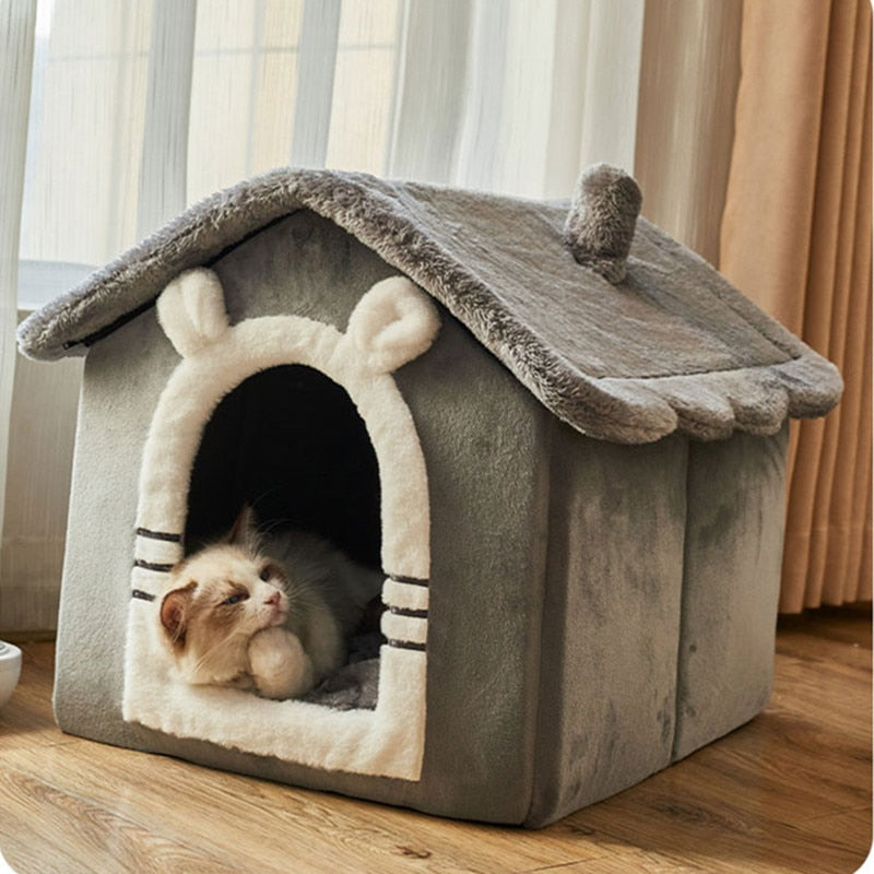 小型犬猫床屋冬季保暖半封闭式别墅四季节通用狗窝可拆洗猫用品