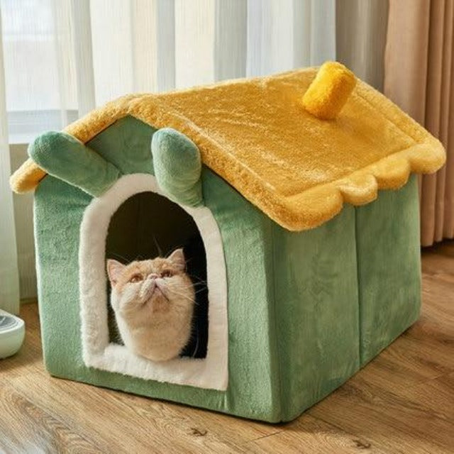 小型犬猫床屋冬季保暖半封闭式别墅四季节通用狗窝可拆洗猫用品