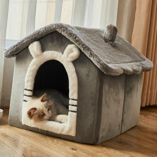 小型犬猫床屋冬季保暖半封闭式别墅四季节通用狗窝可拆洗猫用品